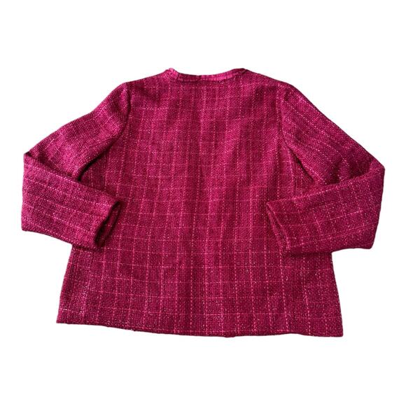 NWT WinterSilks red silk Multi Woven tweed collarless blazer coat size XL - Picture 8 of 16